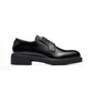 Brushed-Leather Derby Shoes - Black