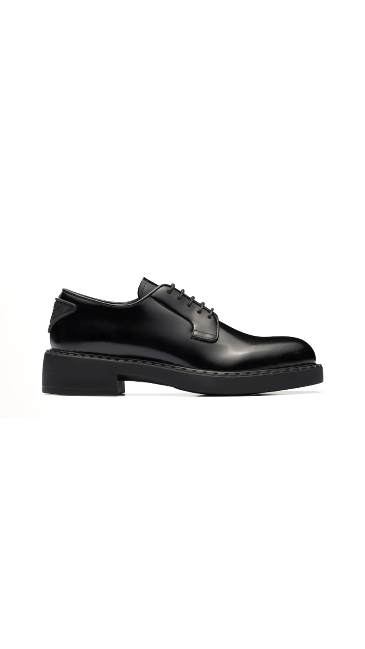 Brushed-Leather Derby Shoes - Black