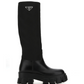 Brushed Leather and Re-Nylon Boots - Black