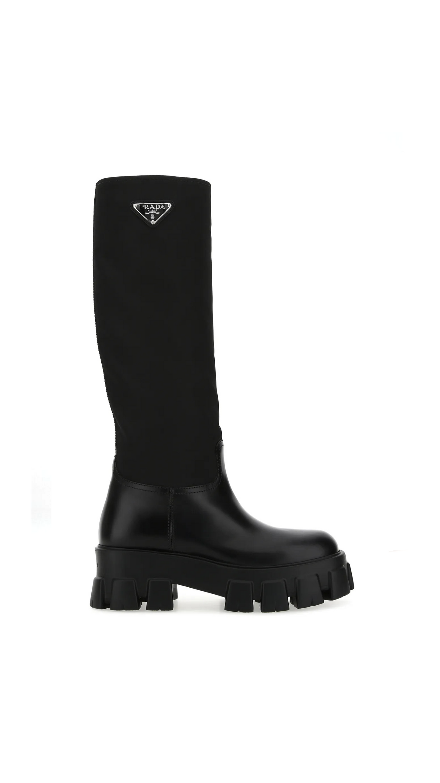 Brushed Leather and Re-Nylon Boots - Black