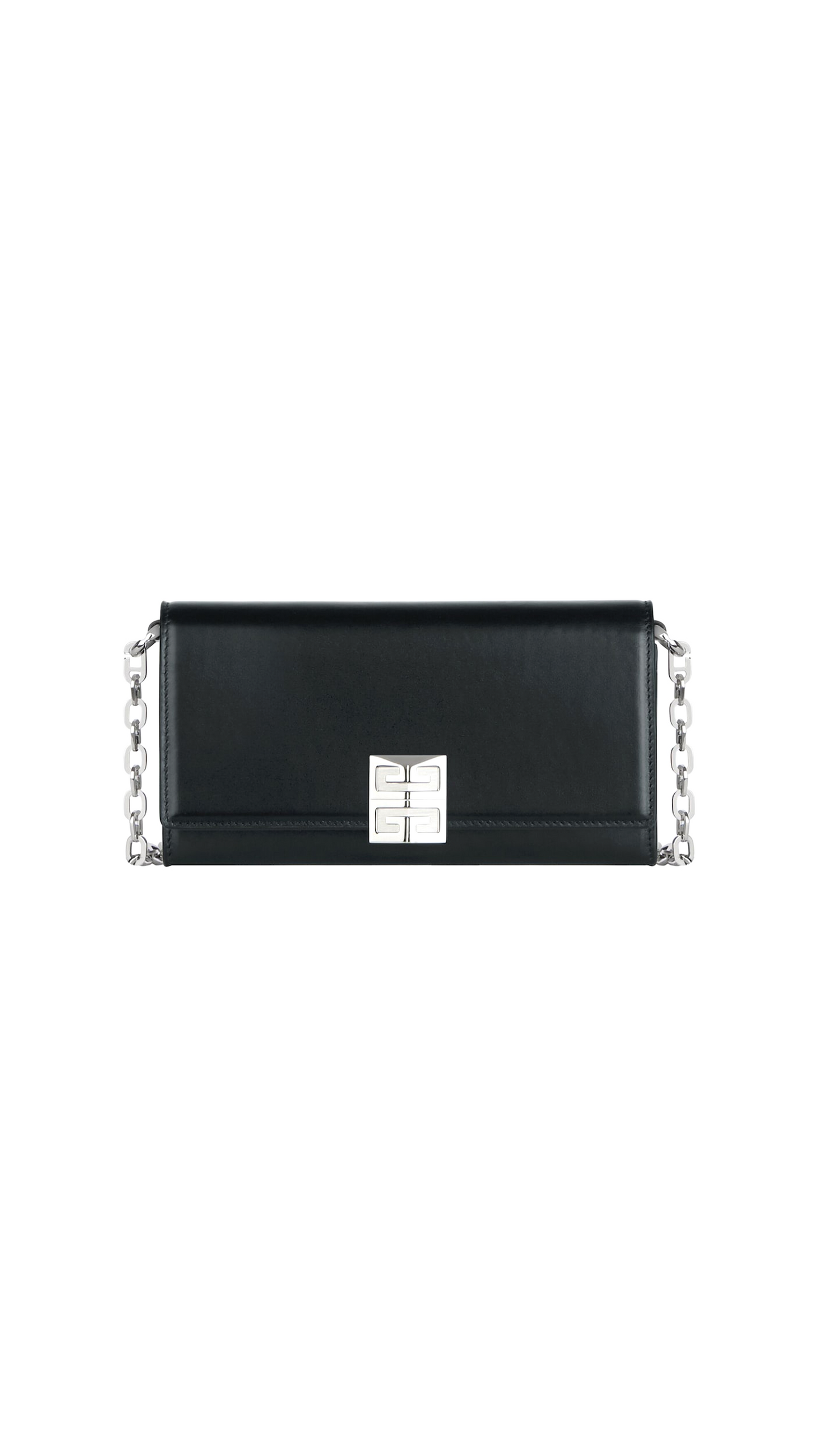 4g Wallet in Box Leather With Chain - Black.