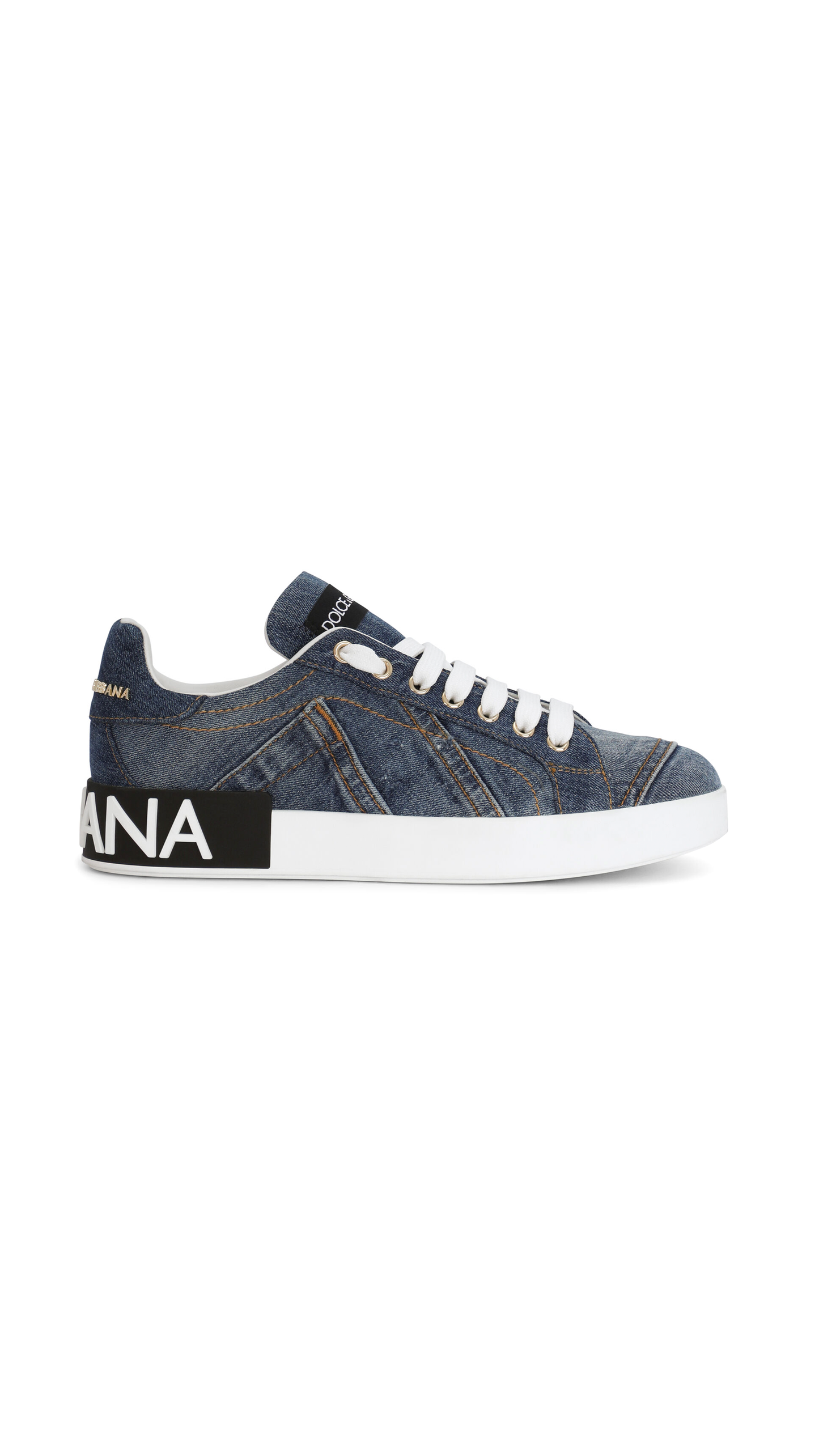 Calfskin Portofino Sneakers With DG Logo - Denim