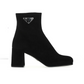 Logo Suede Ankle Boots  - Black