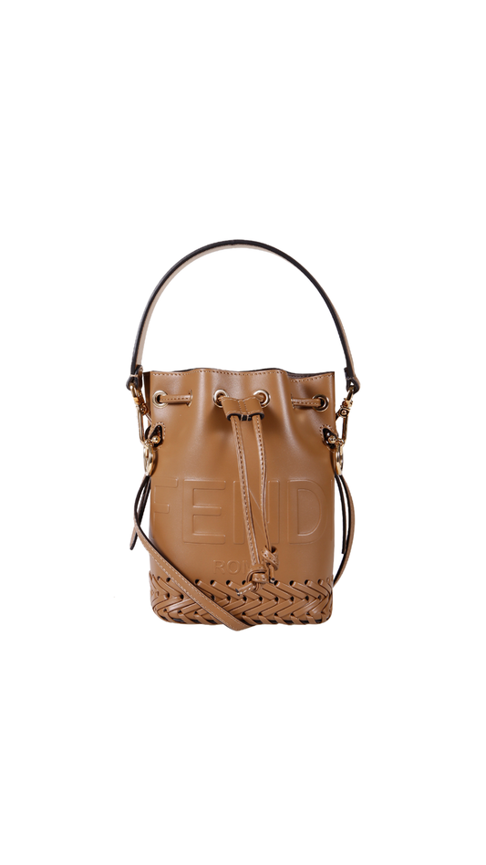 Mon Tresor Leather Mini-bag with Decorative Stitching - Brown