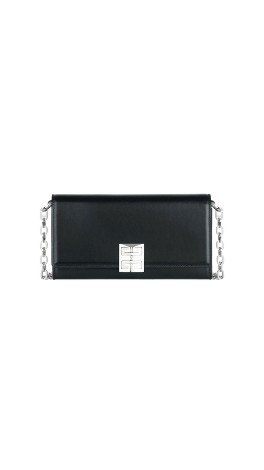 4g Wallet in Box Leather With Chain - Black.
