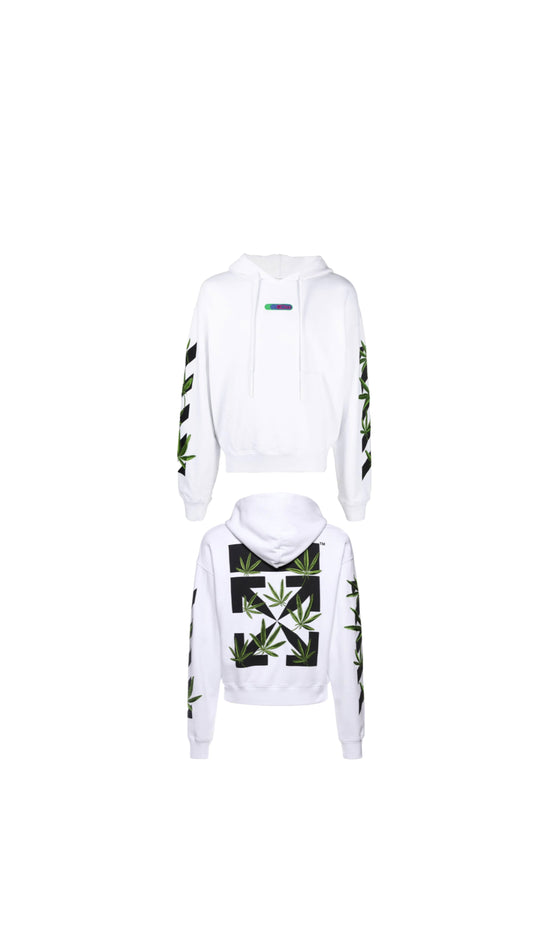Weed Arrows Over Hoodie - White