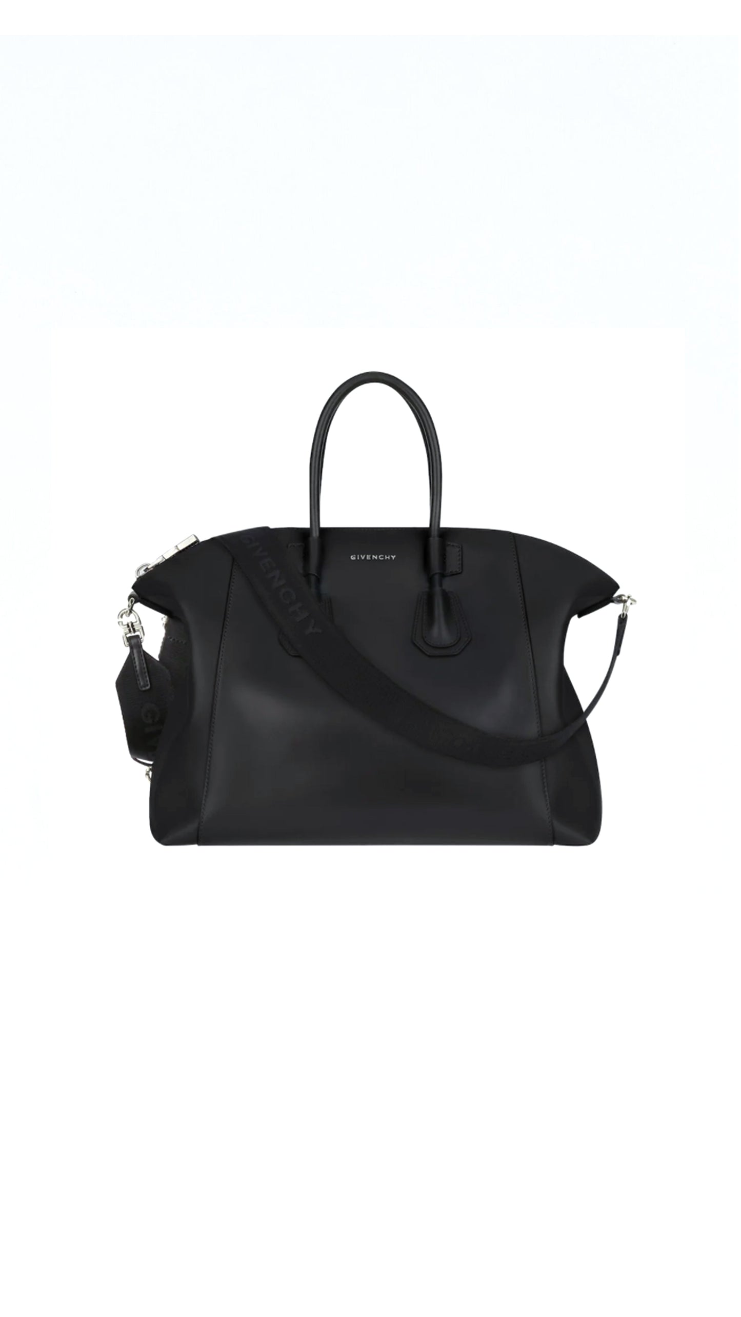 Small Antigona Sport Bag In Leather - Black