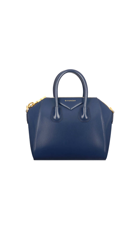 Mini Antigona Bag in Box Leather - Navy