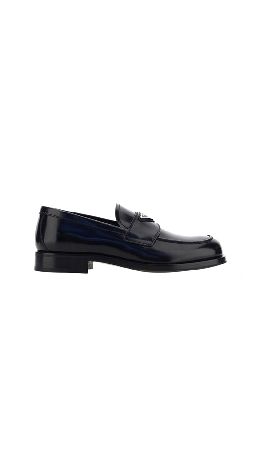 Men's Brushed Leather Loafers - Black