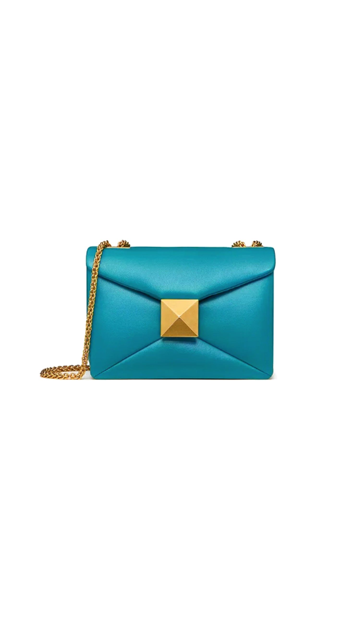 One Stud Nappa Bag With Chain - Marine Green.