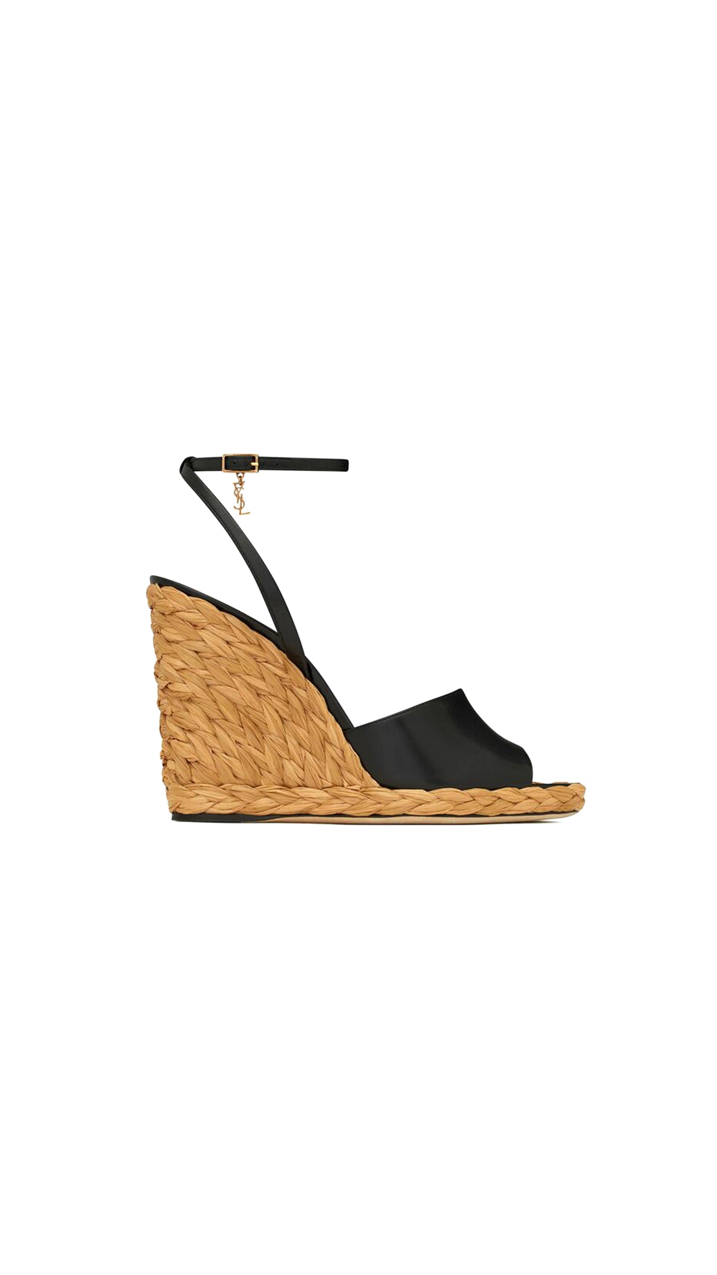 Paloma Wedge Espadrilles In Smooth Leather 95MM - Black.