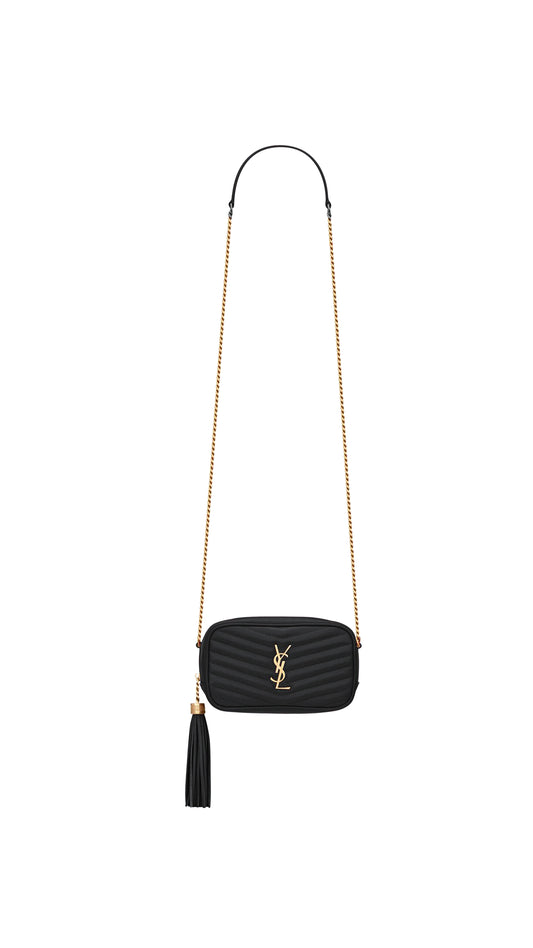 Lou Mini Bag In Quilted Grain De Poudre Embossed Leather - Black