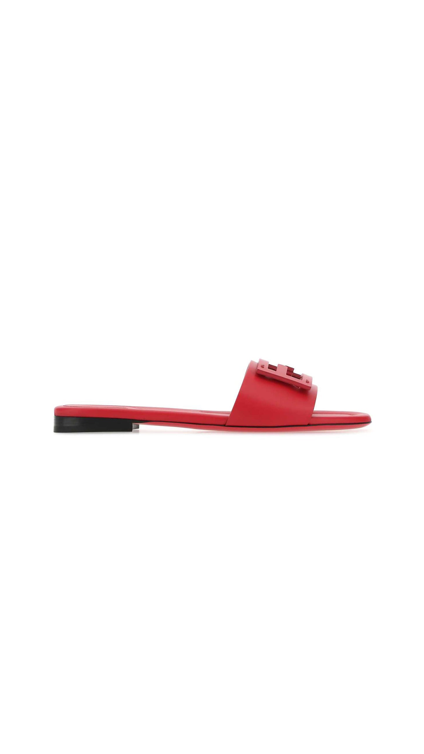 Baguette Leather Slides - Red