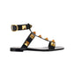 Roman Stud Flat Calfskin Sandal - Black