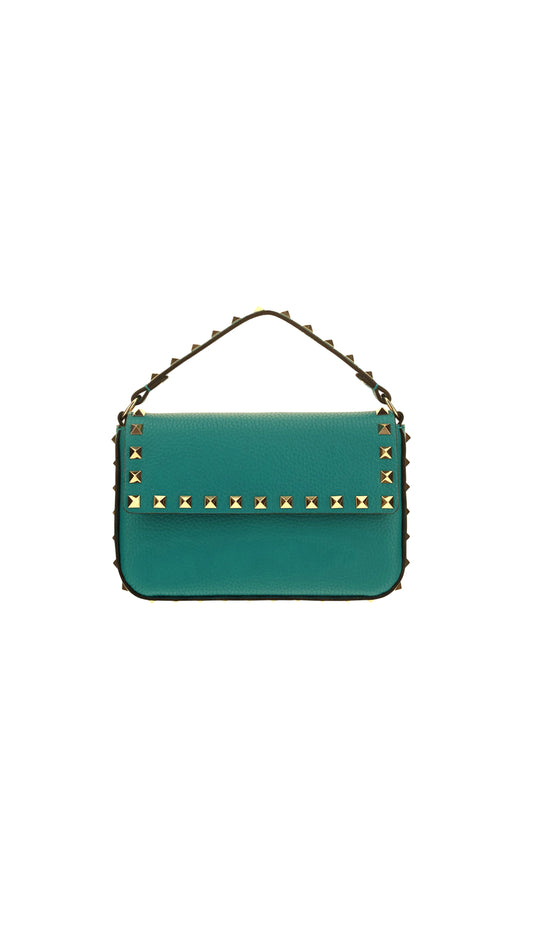 Rockstud Grainy Calfskin Pouch - Marine Blue