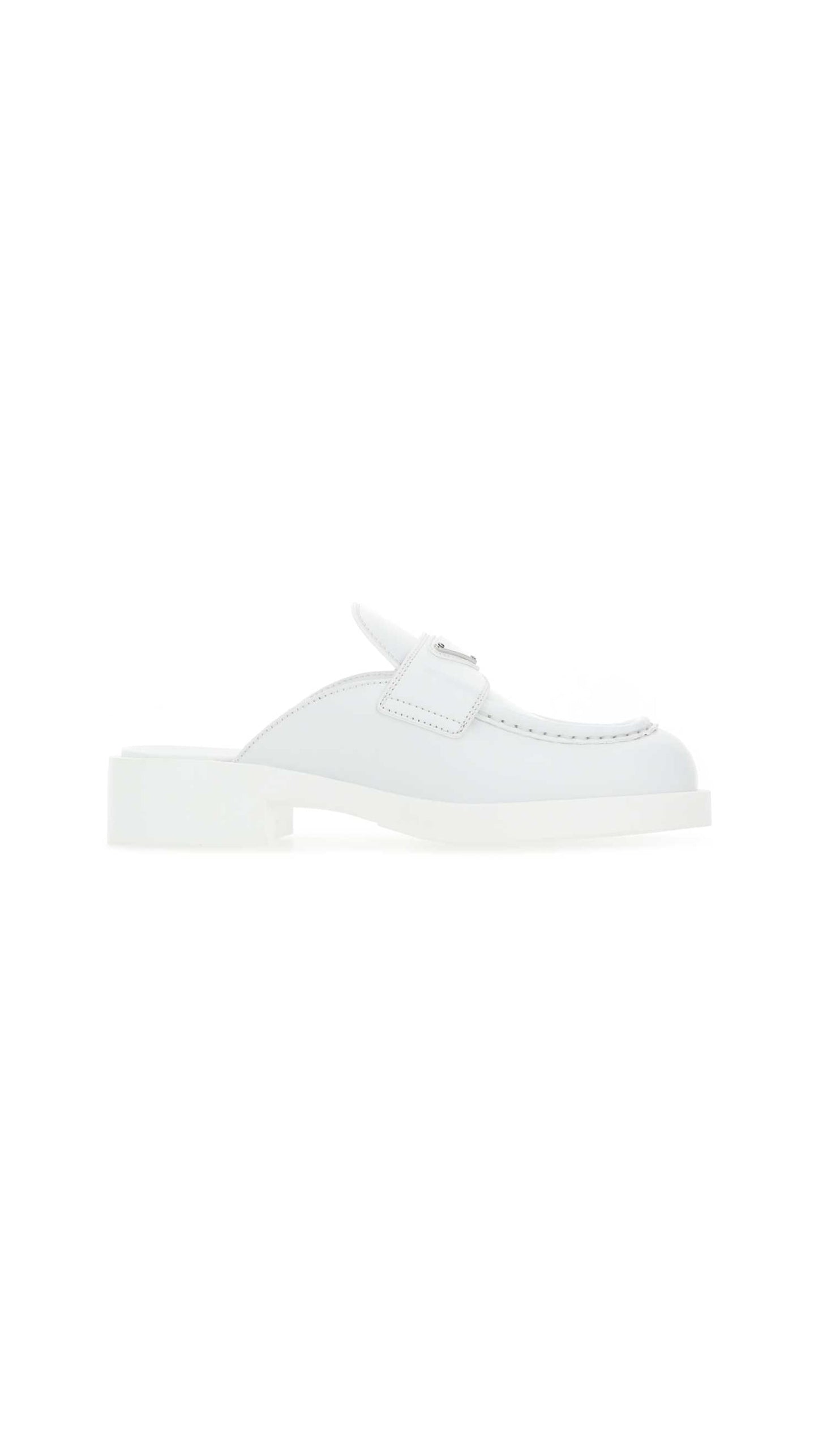 Brushed leather mules - White