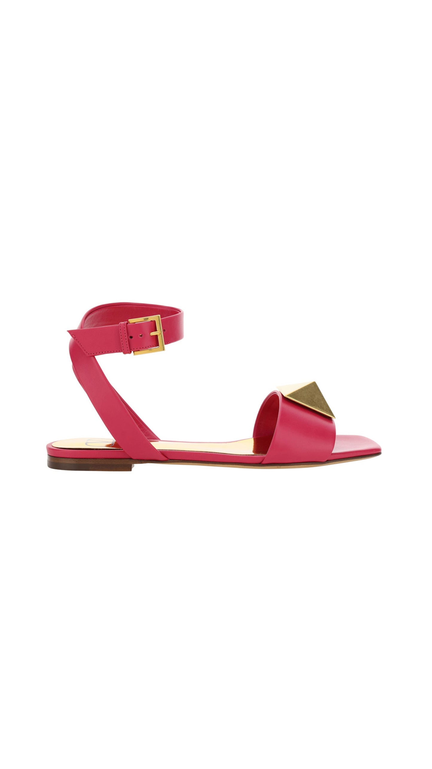 One Stud Flat Sandal in Calfskin With Maxi Stud Embellishment - Blossom