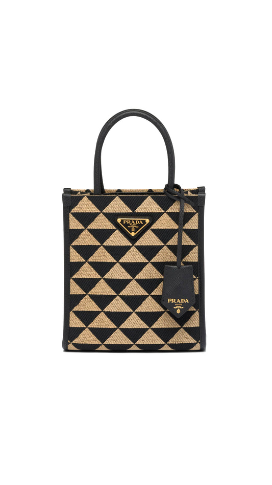 Symbole Jacquard Fabric Micro Bag - Beige / Black