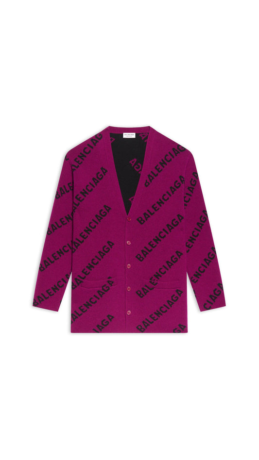Allover Logo Cardigan - Purple