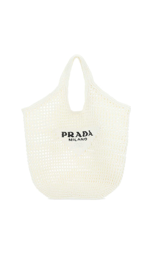 Raffia Tote Bag - White