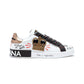 Portofino Sneakers In Printed Nappa Calfskin With Patch - White.