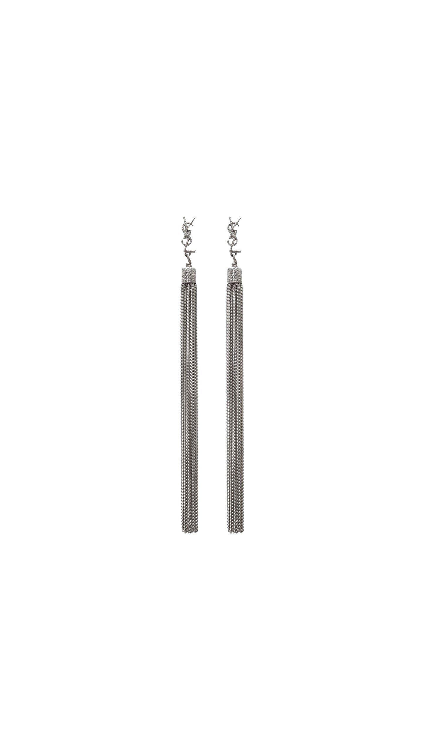 Loulou Earrings With Chain Tassels In Silver Brass - Silver