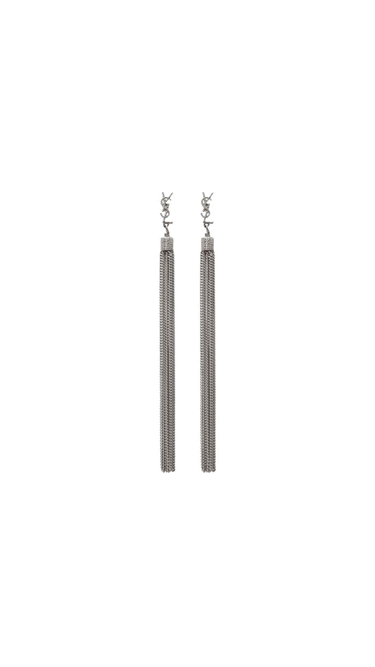 Loulou Earrings With Chain Tassels In Silver Brass - Silver
