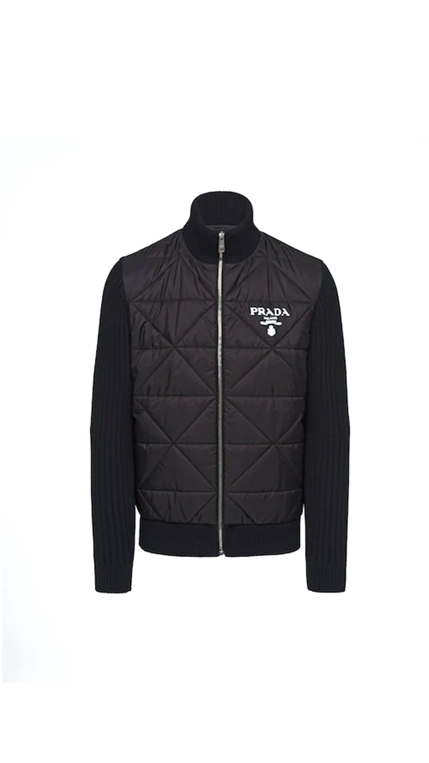 Quilted Re-Nylon and Cashmere Jacket - Black
