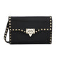 Small Rockstud Grainy Calfskin Crossbody Bag - Black