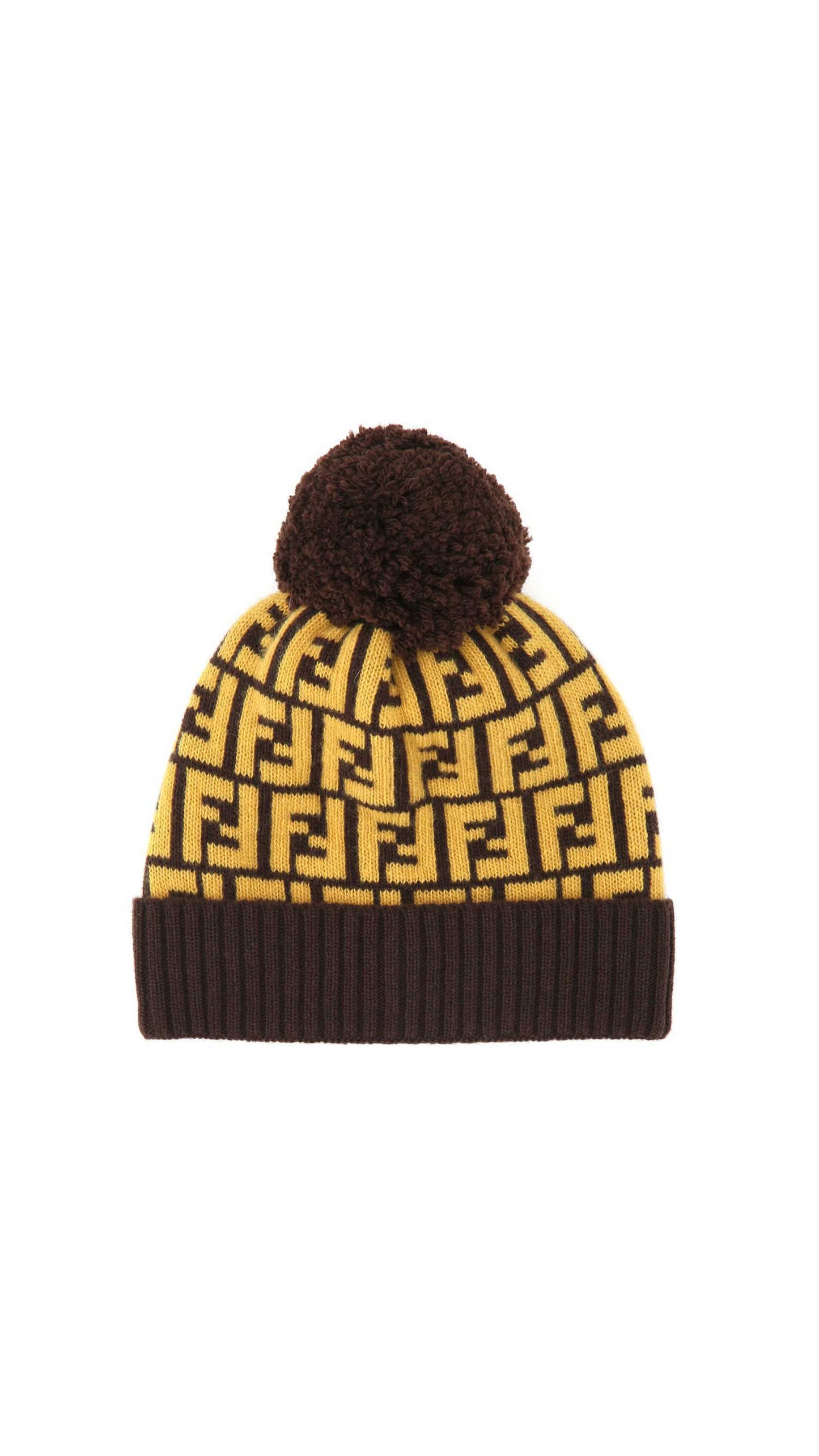FF Motif Beanie - Brown / Yellow