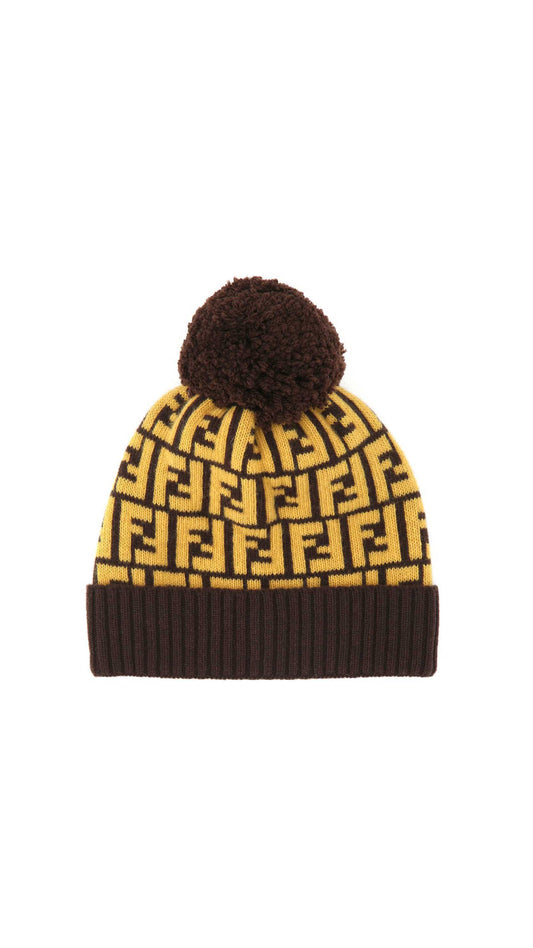 FF Motif Beanie - Brown / Yellow