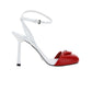 Brushed Leather Pumps - White / Red