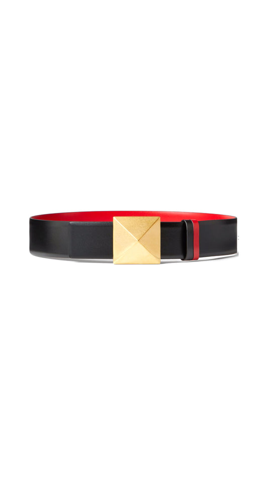 Reversible One Stud Belt In Calfskin 40MM - Black / Red