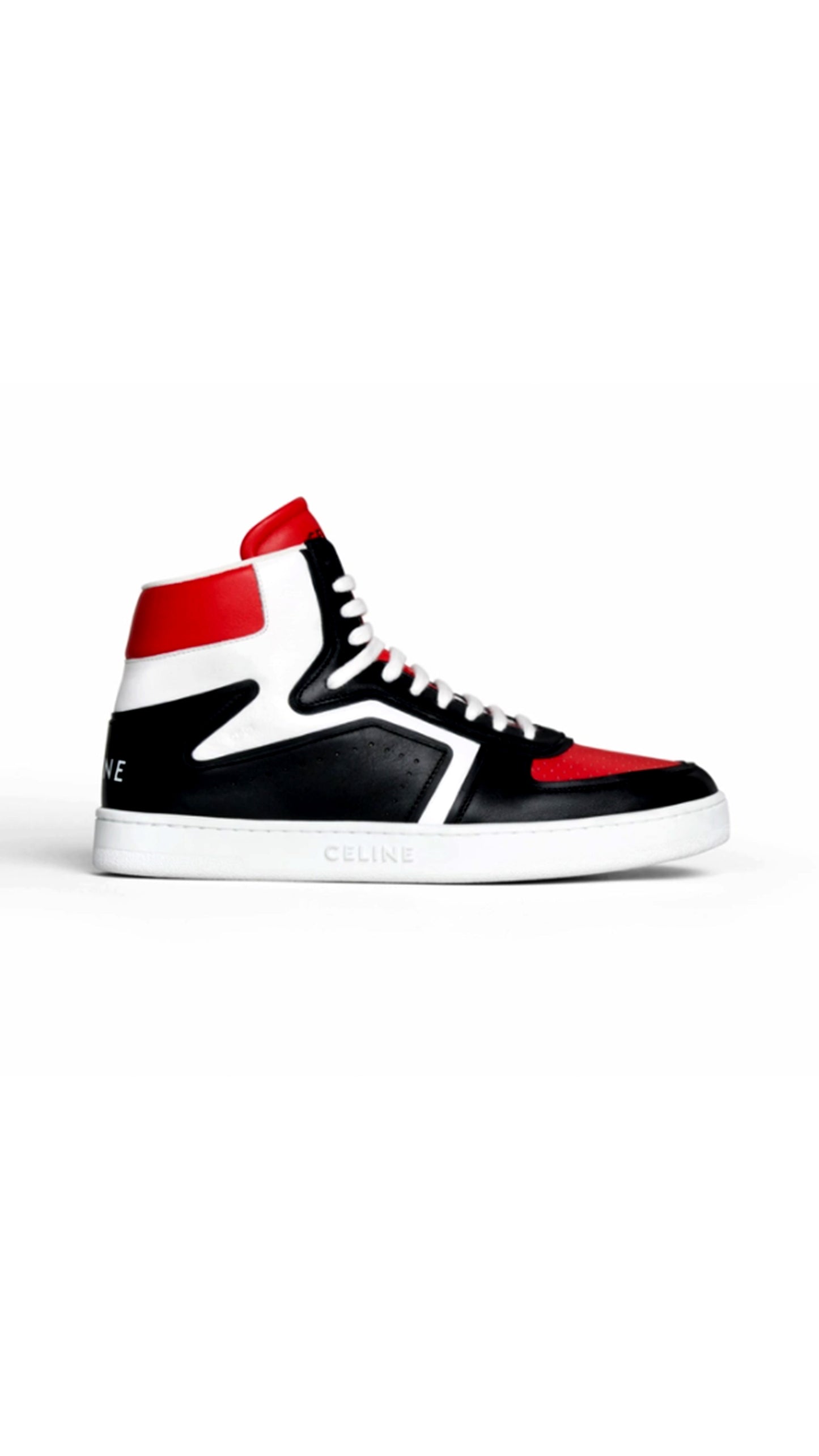 CT-01 "Z" Trainer High Top Sneaker "In Calfskin - Black / Red / White