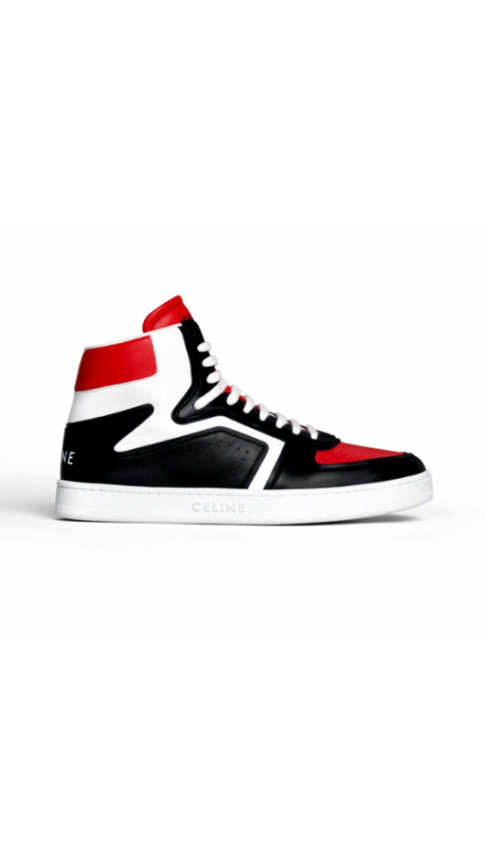 CT-01 "Z" Trainer High Top Sneaker "In Calfskin - Black / Red / White