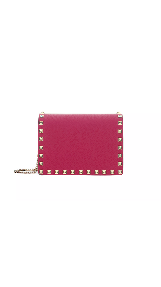 Rockstud Calfskin Chain Pouch - Blossom