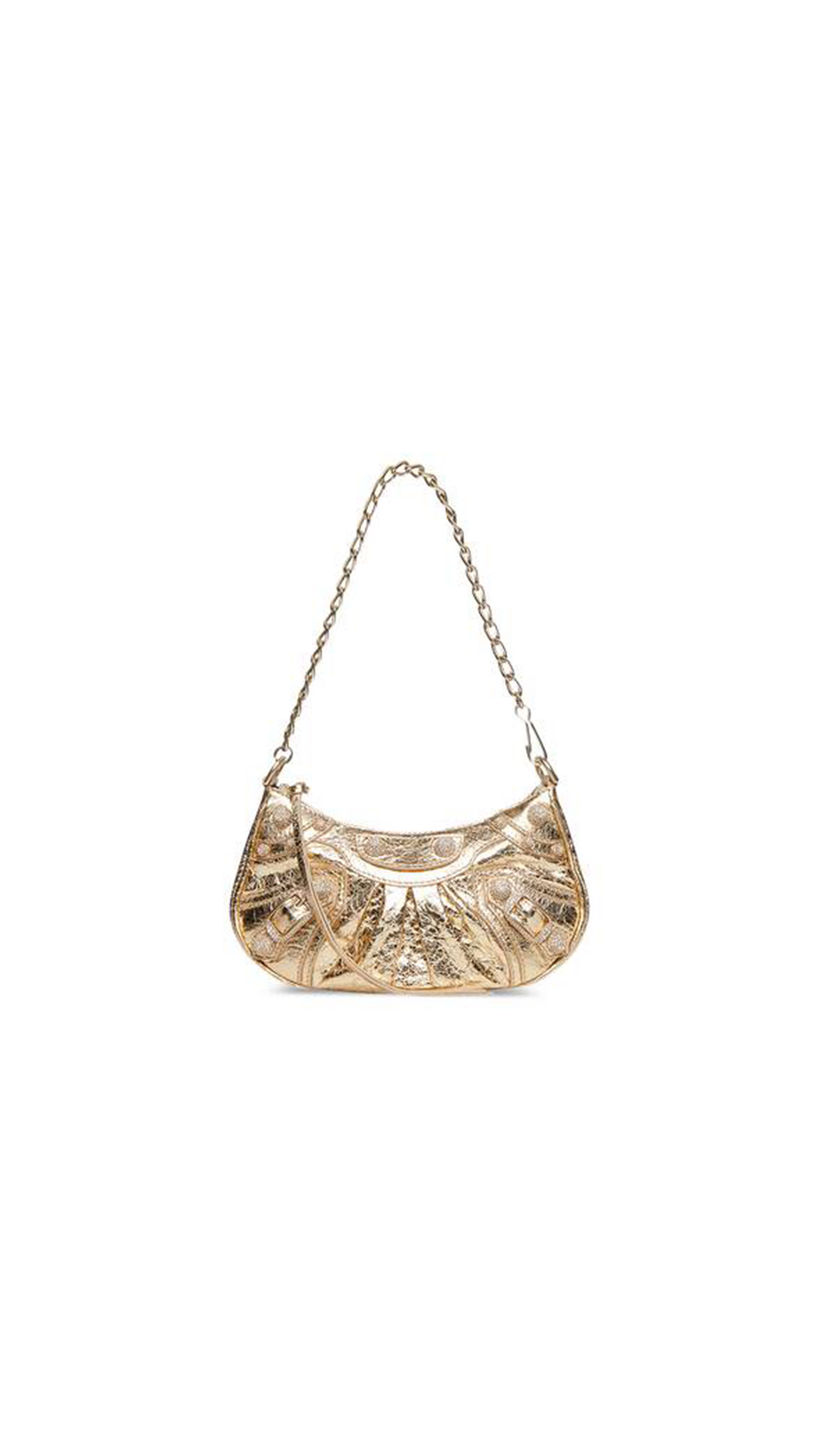Le Cagole Mini Purse With Chain Metallized With Rhinestones - Golden