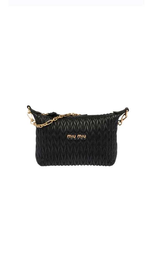 Miu Spirit Matelassé Leather Mini Bag - Black