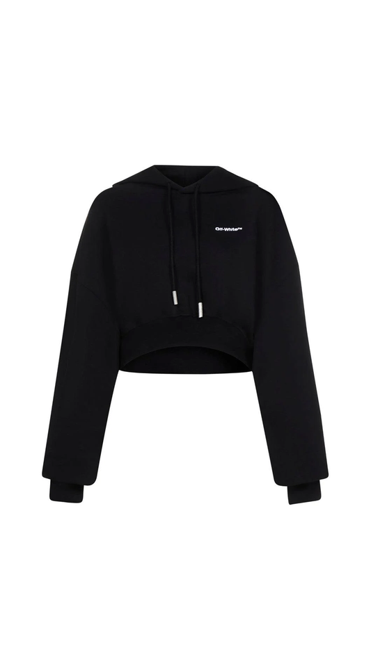 For All Helv Crop Over Hoodie - Black
