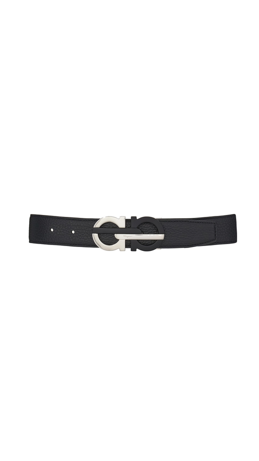 Reversible And Adjustable Gancini Belt - Black.