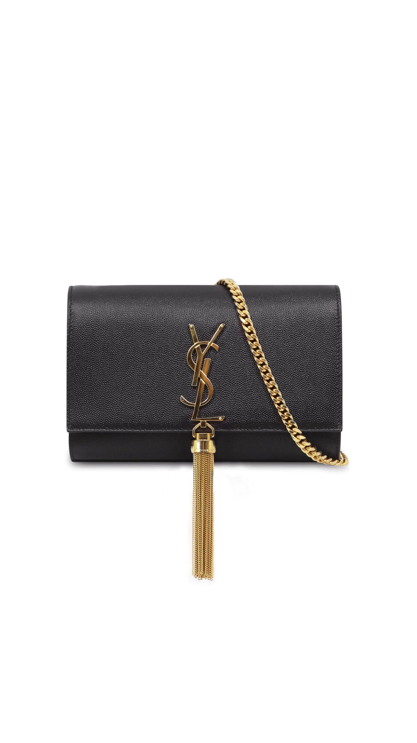 Kate Leather Wallet on a Chain - Black.