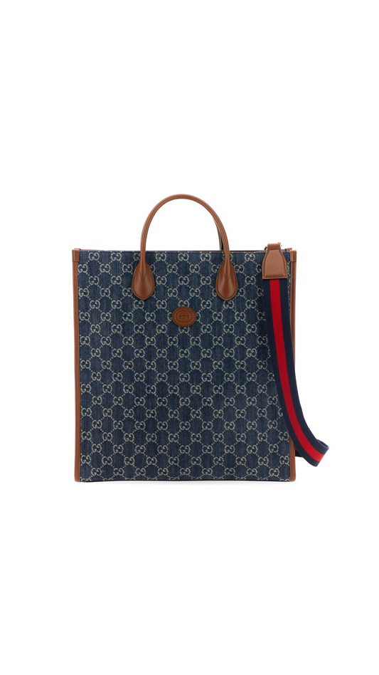 Medium Tote With Interlocking G - Blue