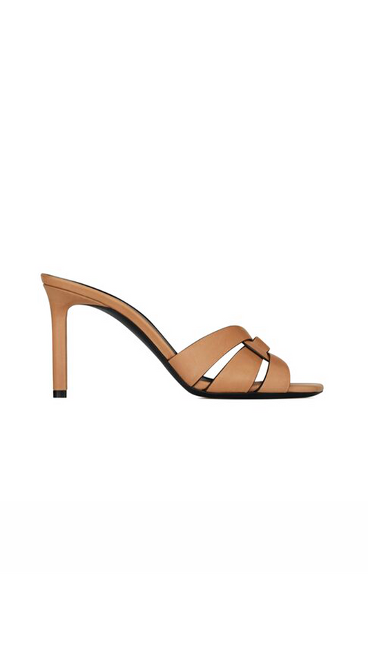 Tribute Heeled Mules In Vegetable-Tanned Leather - Marron Gold