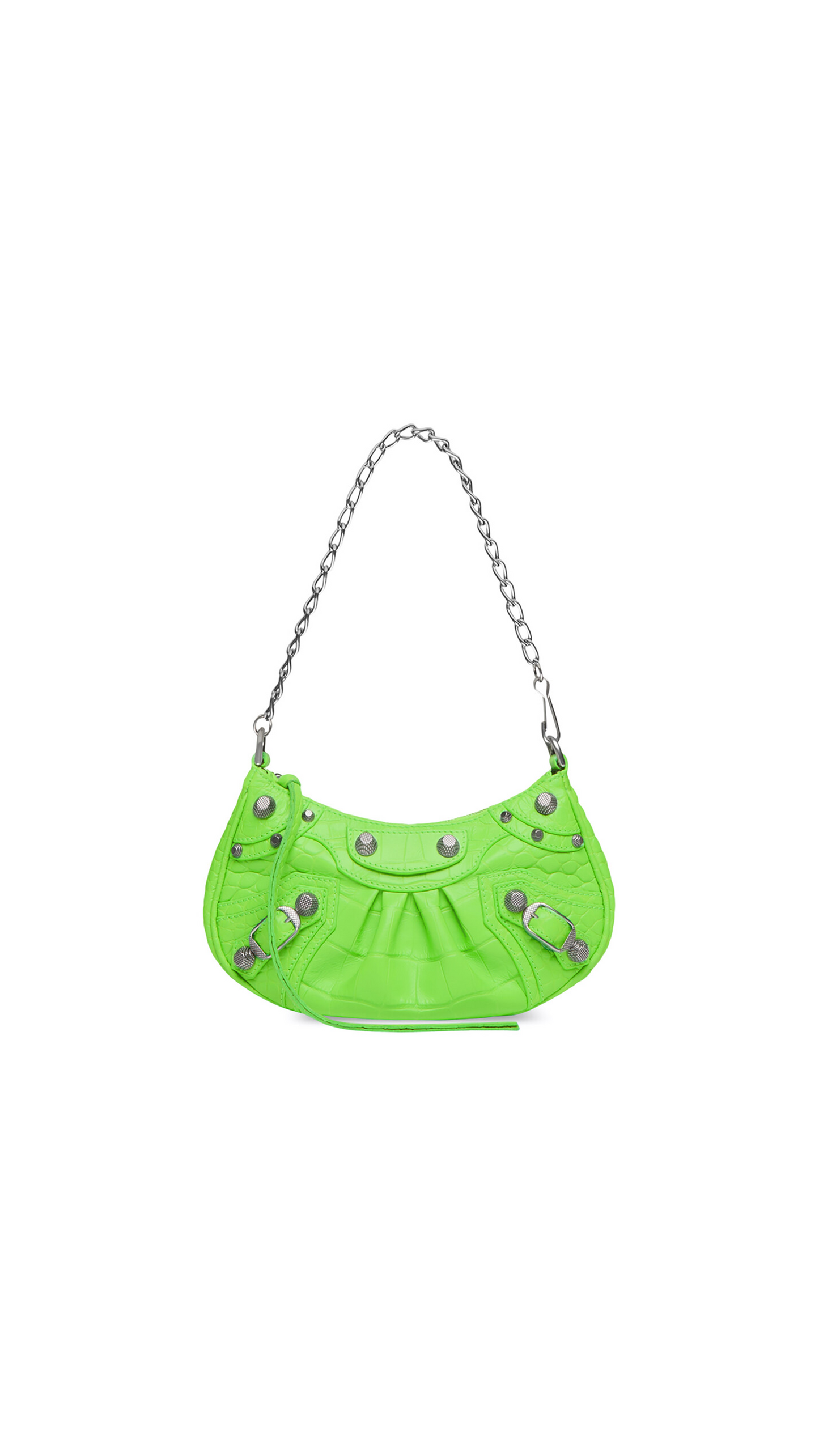 Le Cagole Mini Purse With Chain Crocodile Embossed - Green