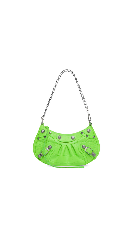 Le Cagole Mini Purse With Chain Crocodile Embossed - Green