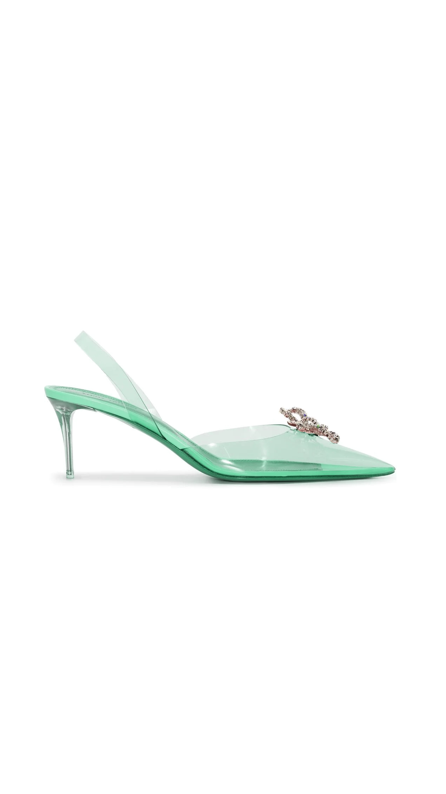 Rosie Glass Sling Pumps - Emerald Green / Transparent