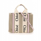 Small Woody Tote Bag - Beige / Pink