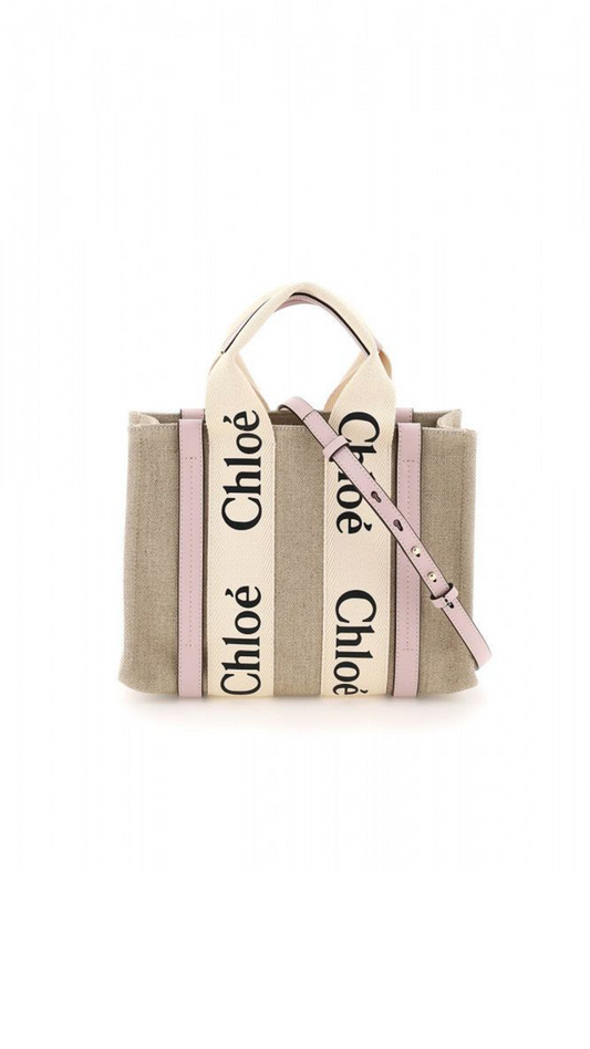 Small Woody Tote Bag - Beige / Pink