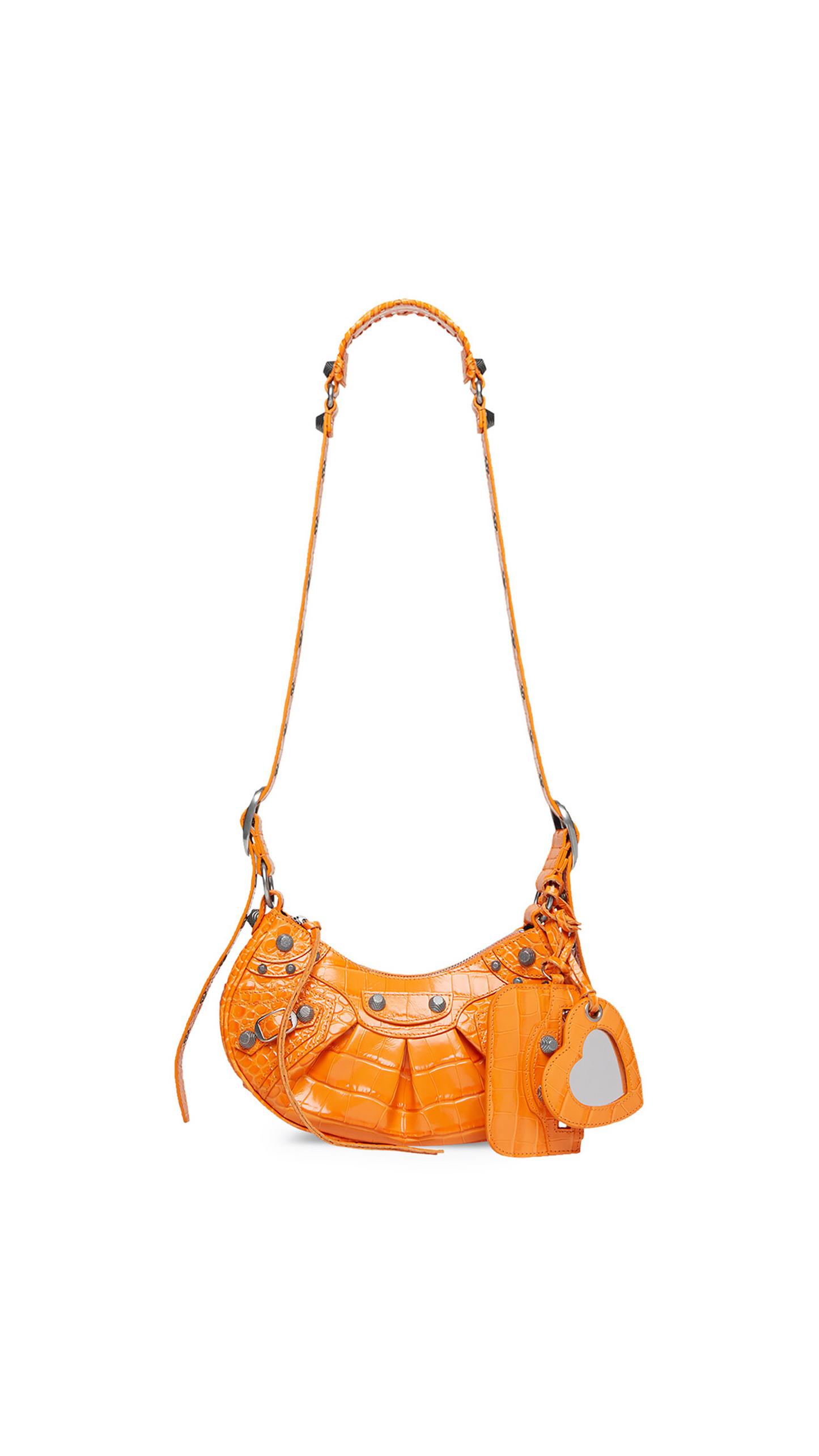 Le Cagole XS Shoulder Bag Crocodile Embossed - Orange