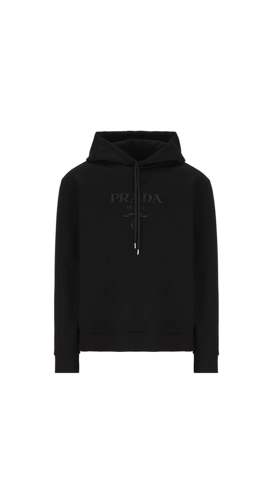 Logo-Embroidered Drawstring Hoodie - Black